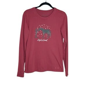 Life Is Good 100% Cotton Holiday Horse Long Sleeve Crusher Tee size Small
